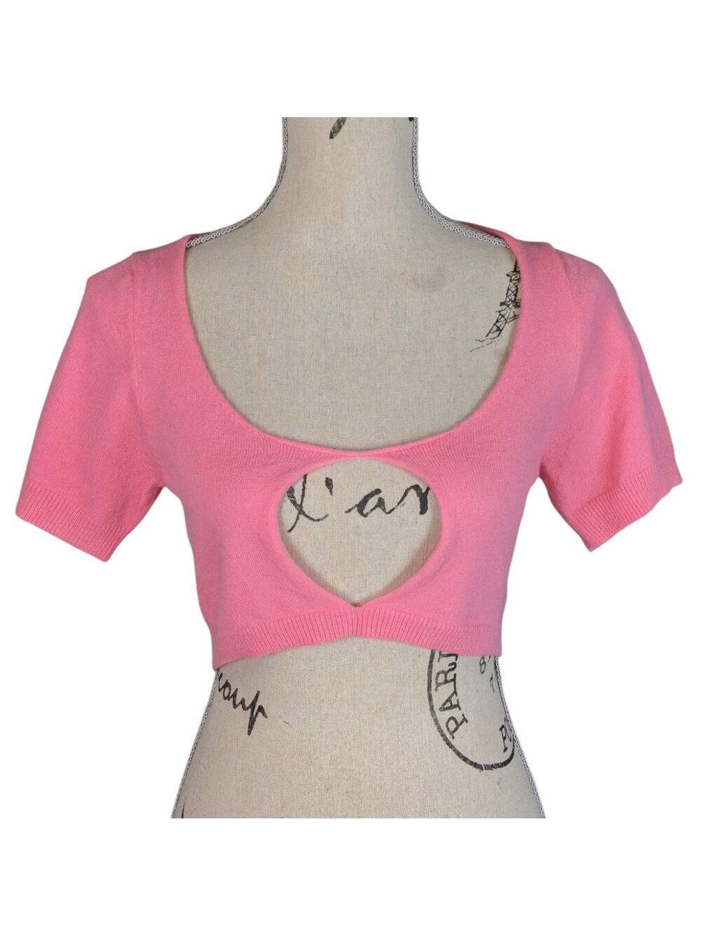 Tic Toc Pink Cutout Knit Crop Top – Y2K Style Baby Tee